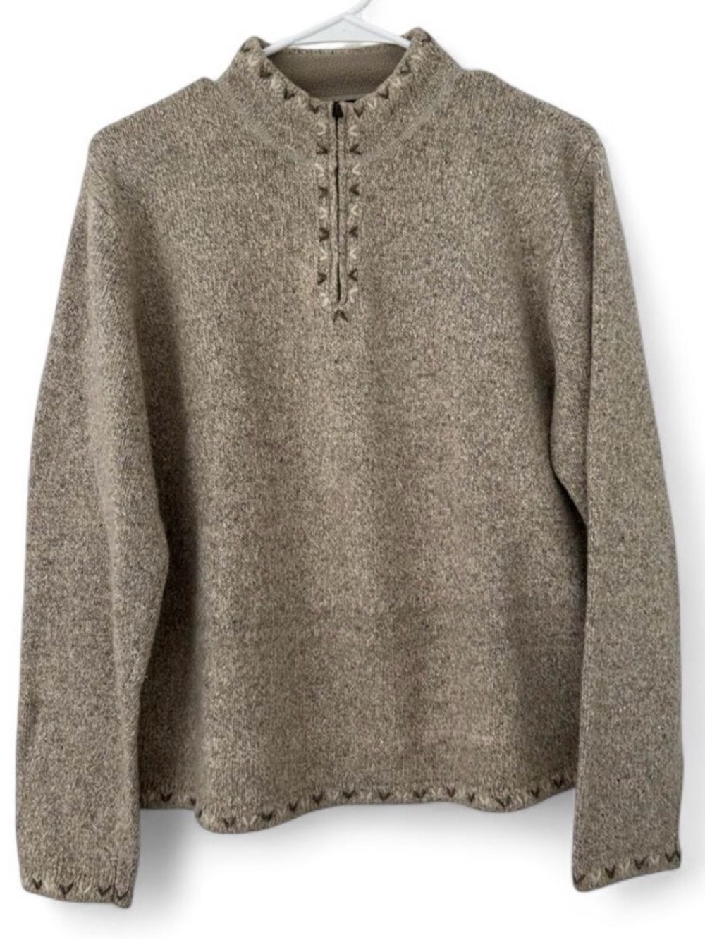 Woolrich Vintage Women’s Sz. Med British Tan Heathered Quarter-Zip Sweater